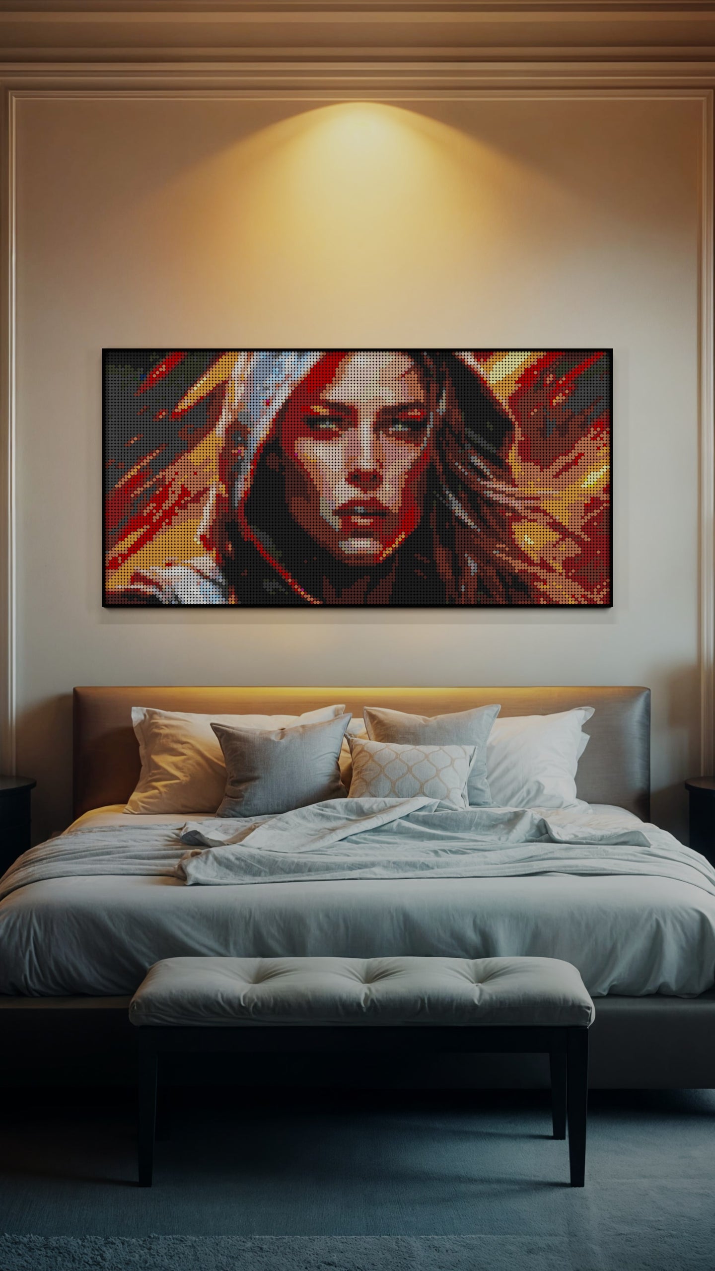 Leona Hellfire LEGO® Style mosaic pixel art design for display